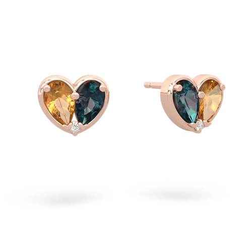 citrine-alexandrite one heart earrings