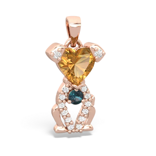 citrine-alexandrite birthstone puppy pendant