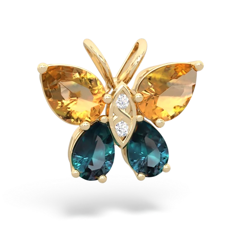 citrine-alexandrite butterfly pendant