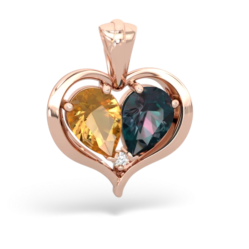 citrine-alexandrite half heart whole pendant