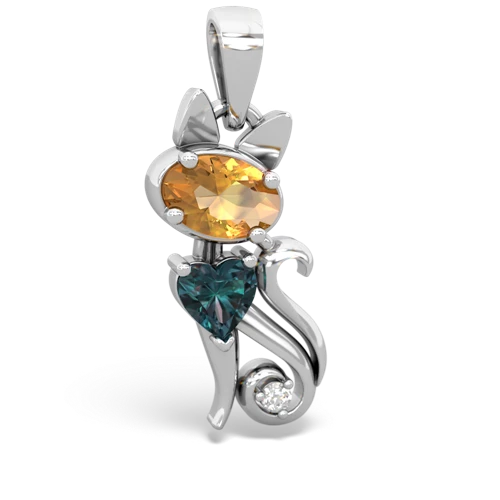 citrine-alexandrite kitten pendant