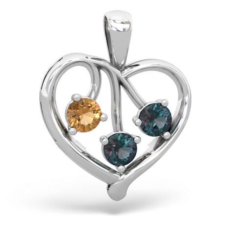 Citrine Genuine Citrine with Lab Created Alexandrite and Genuine Ruby Glowing Heart pendant Pendant