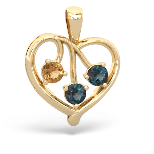 citrine-alexandrite love heart pendant