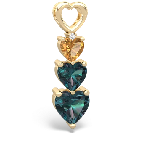 Citrine Genuine Citrine with Lab Created Alexandrite and Genuine Emerald Past Present Future pendant Pendant