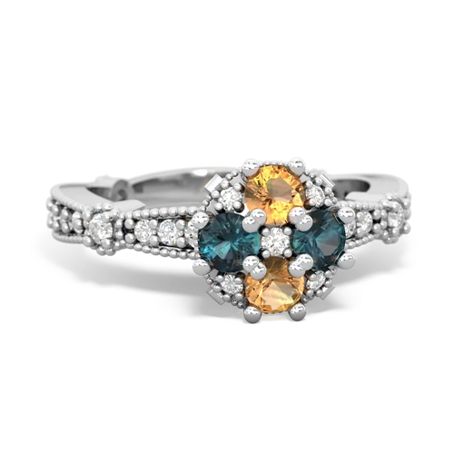 citrine-alexandrite art deco engagement ring