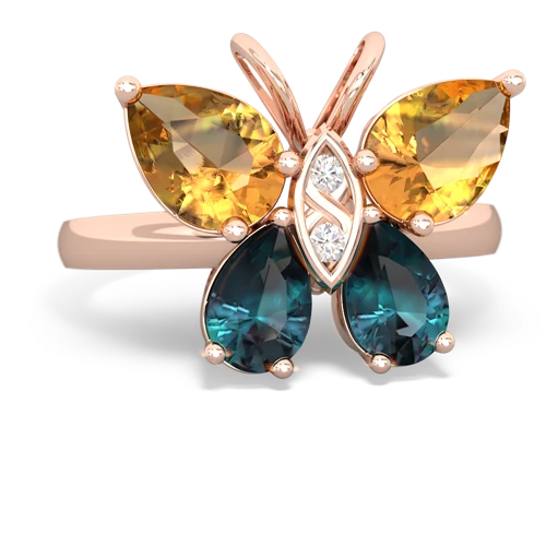 citrine-alexandrite butterfly ring