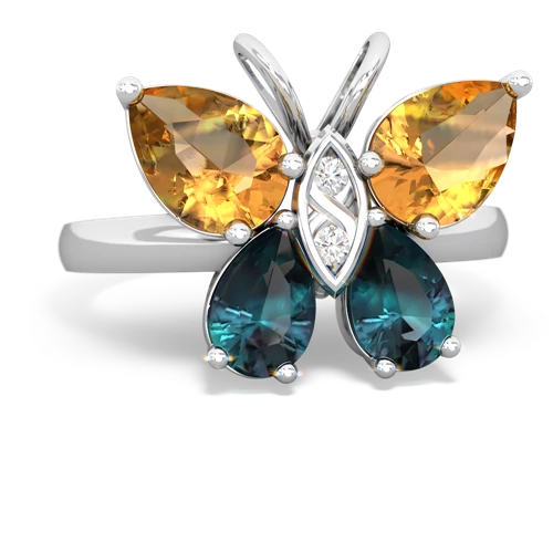 citrine-alexandrite butterfly ring