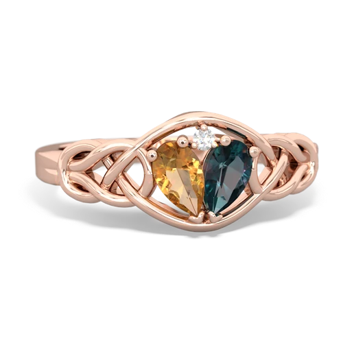 citrine-alexandrite celtic knot ring