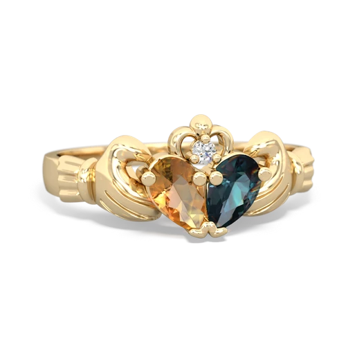 citrine-alexandrite claddagh ring