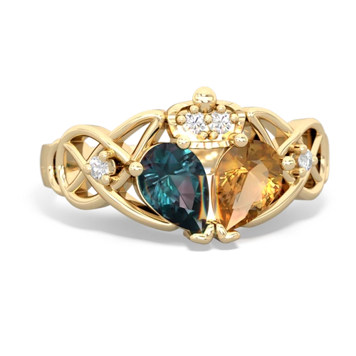 citrine-alexandrite claddagh ring