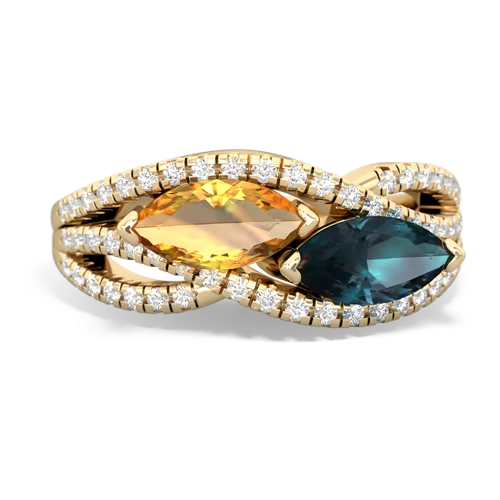 Citrine Genuine Citrine with Lab Created Alexandrite Diamond Rivers ring Ring
