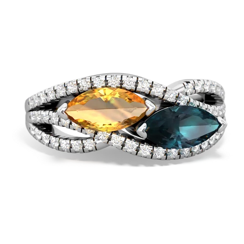 citrine-alexandrite double heart ring