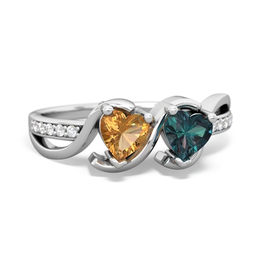 citrine-alexandrite double heart ring