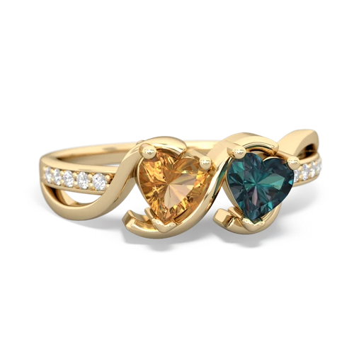 citrine-alexandrite double heart ring