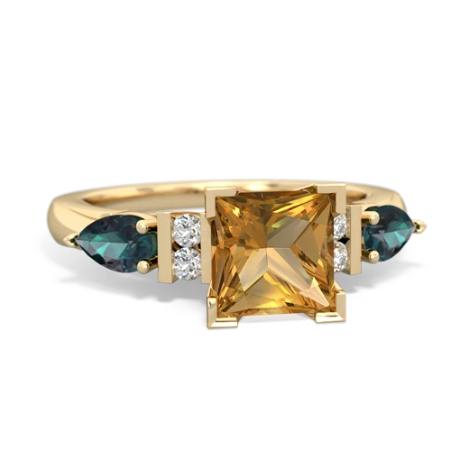Citrine Genuine Citrine with Lab Created Alexandrite and Genuine Aquamarine Engagement ring Ring