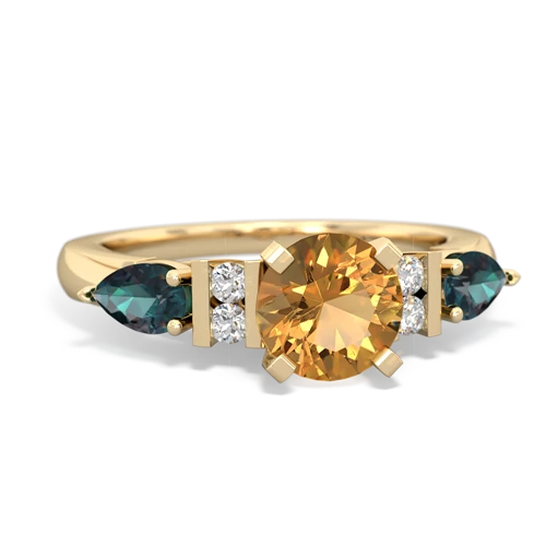 Citrine Genuine Citrine with Lab Created Alexandrite and Genuine Emerald Engagement ring Ring