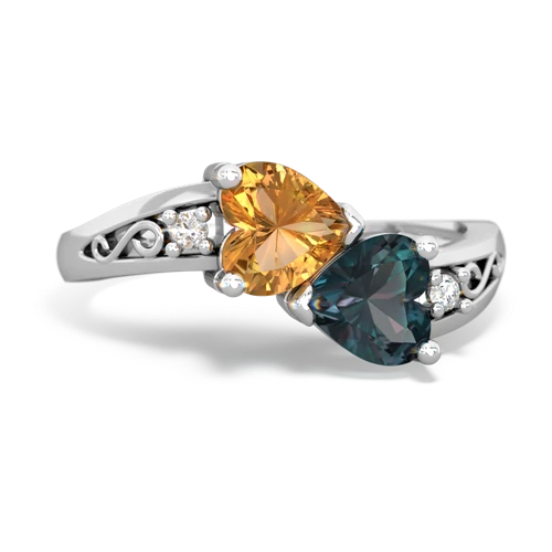 citrine-alexandrite filligree ring