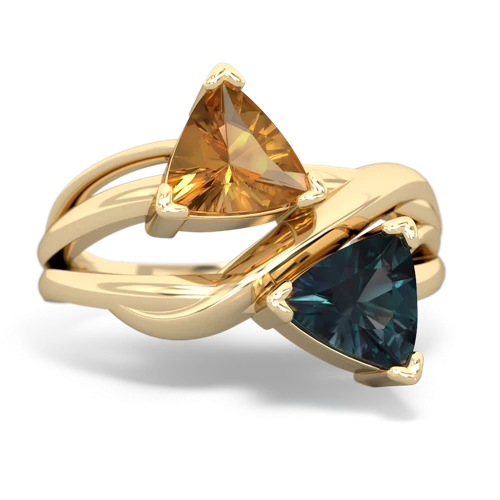 Citrine Genuine Citrine with Lab Created Alexandrite Split Band Swirl ring Ring
