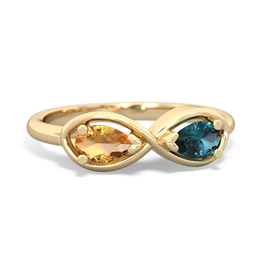 Citrine Genuine Citrine with Lab Created Alexandrite Infinity ring Ring