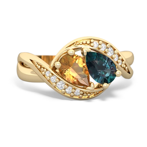 Citrine Genuine Citrine with Lab Created Alexandrite Summer Winds ring Ring
