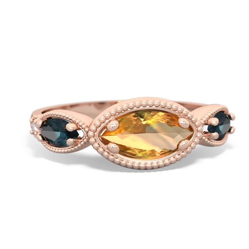 citrine-alexandrite milgrain marquise ring