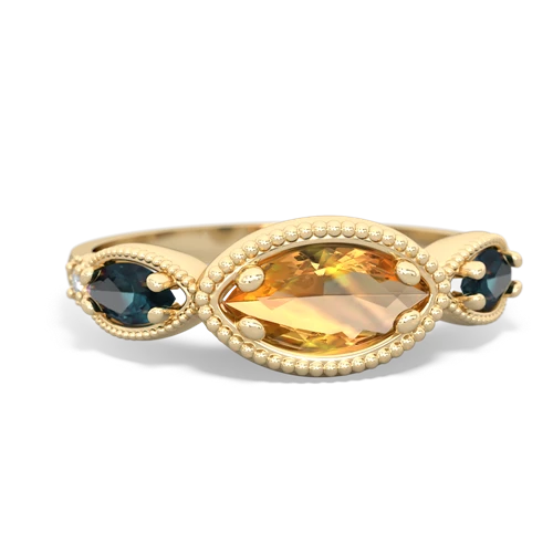 citrine-alexandrite milgrain marquise ring