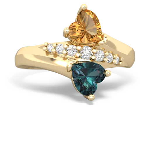 citrine-alexandrite modern ring