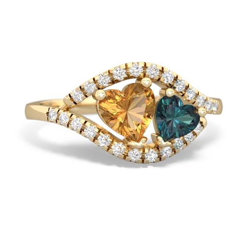 Citrine Genuine Citrine with Lab Created Alexandrite Mother and Child ring Ring