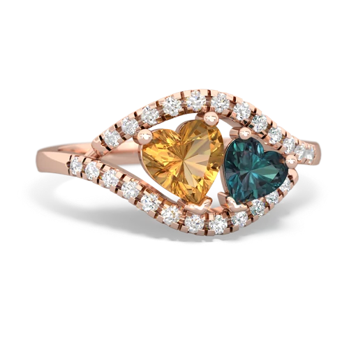 citrine-alexandrite mother child ring