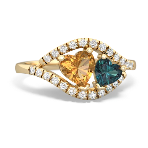 citrine-alexandrite mother child ring