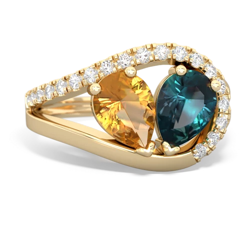 citrine-alexandrite pave heart ring