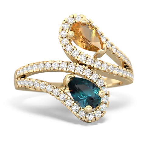 Citrine Genuine Citrine with Lab Created Alexandrite Diamond Dazzler ring Ring