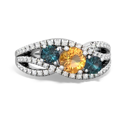 citrine-alexandrite three stone pave ring