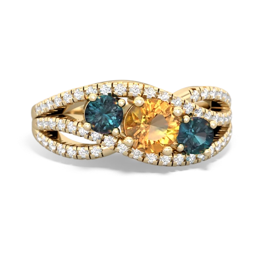 citrine-alexandrite three stone pave ring