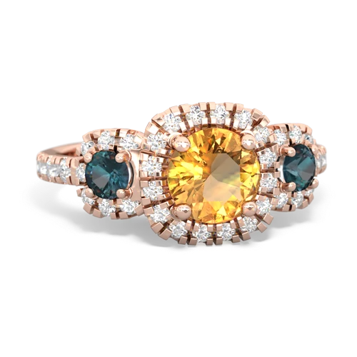 Citrine Genuine Citrine with Lab Created Alexandrite and Lab Created Pink Sapphire Regal Halo ring Ring
