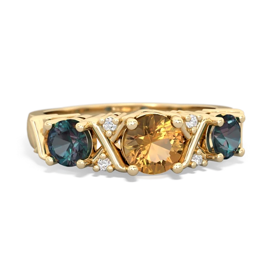 Citrine Genuine Citrine with Lab Created Alexandrite and  Hugs and Kisses ring Ring