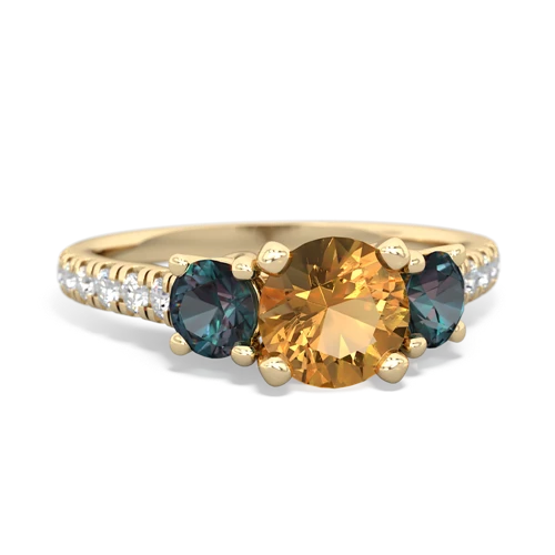 Citrine Genuine Citrine with Lab Created Alexandrite and  Pave Trellis ring Ring
