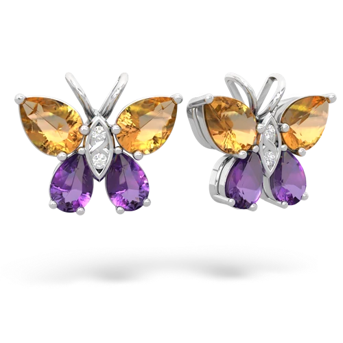 citrine-amethyst butterfly earrings
