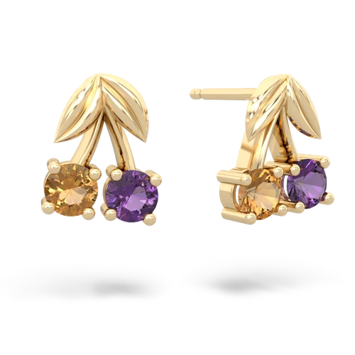 citrine-amethyst cherries earrings