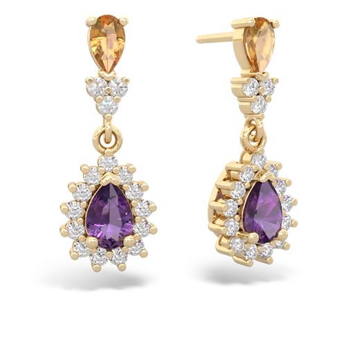 citrine-amethyst dangle earrings