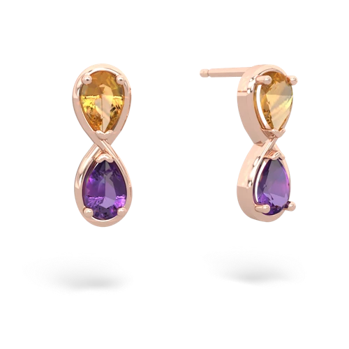 citrine-amethyst infinity earrings