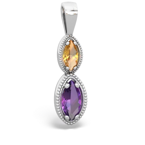 citrine-amethyst antique milgrain pendant