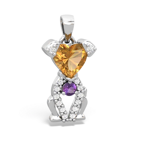 citrine-amethyst birthstone puppy pendant