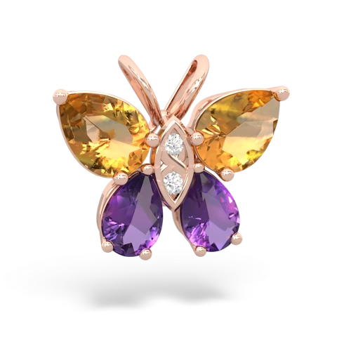 citrine-amethyst butterfly pendant