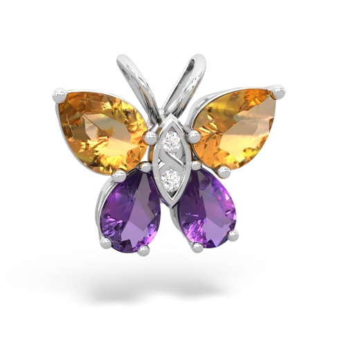 citrine-amethyst butterfly pendant