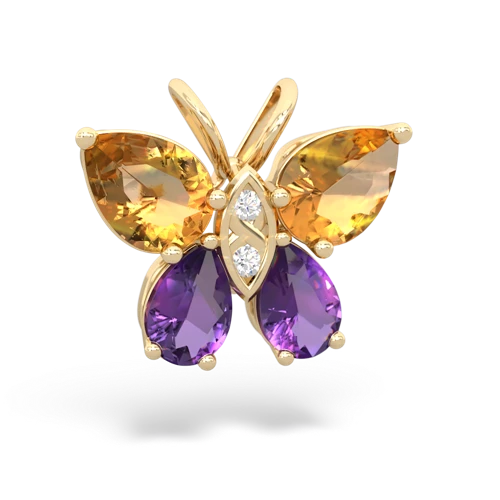 citrine-amethyst butterfly pendant