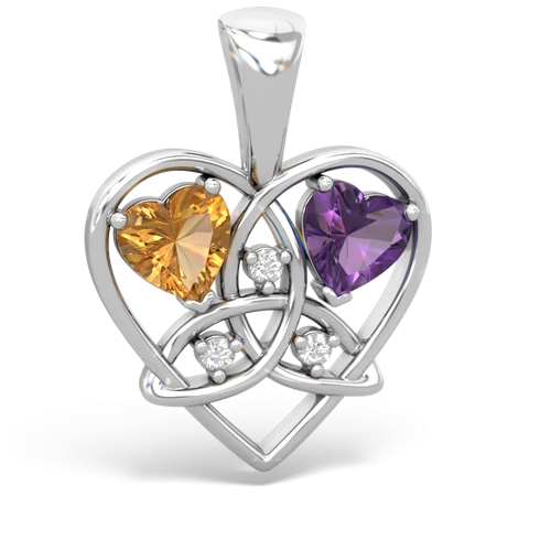 citrine-amethyst celtic heart pendant