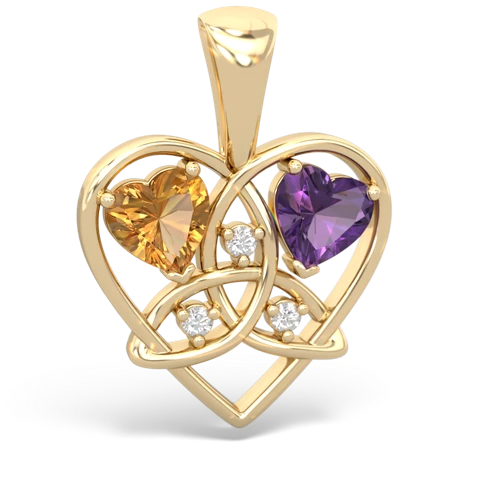 citrine-amethyst celtic heart pendant