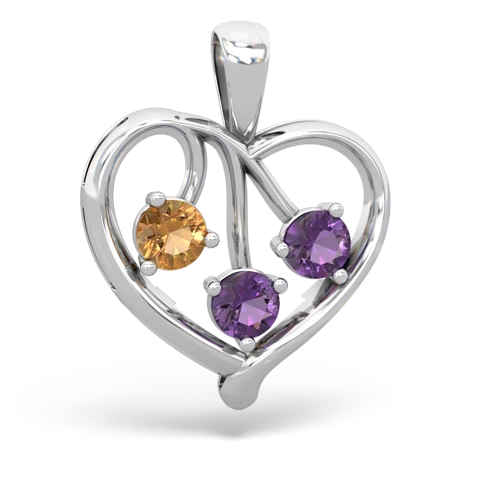 citrine-amethyst love heart pendant