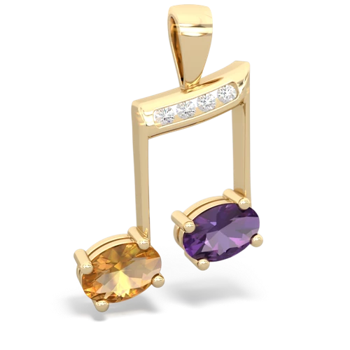 citrine-amethyst music notes pendant